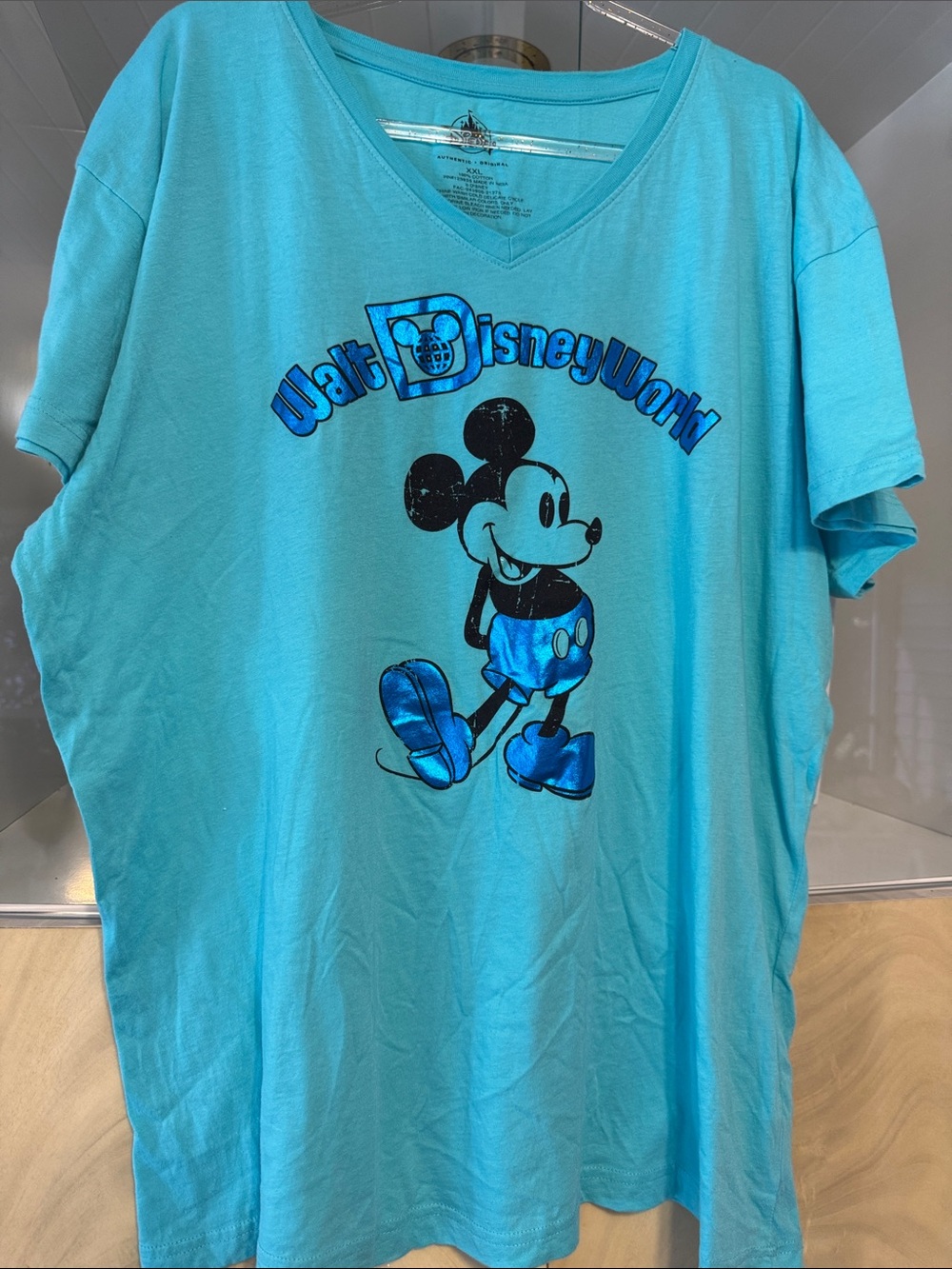 Disney Parks WDW t-shirt Mickey Mouse Metallic design detail 100% cotton XXL